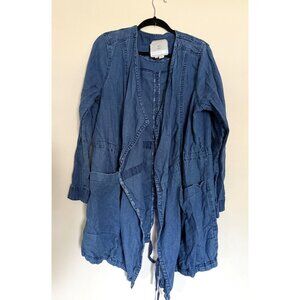 Anthropologie Hei Hei High Plains Chambray‎ Anorak Open Front Jacket Size large